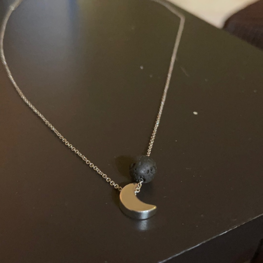 Moon Necklace silver and black